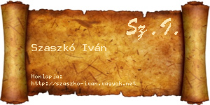 Szaszkó Iván névjegykártya