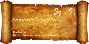 Szaszkó Iván névjegykártya